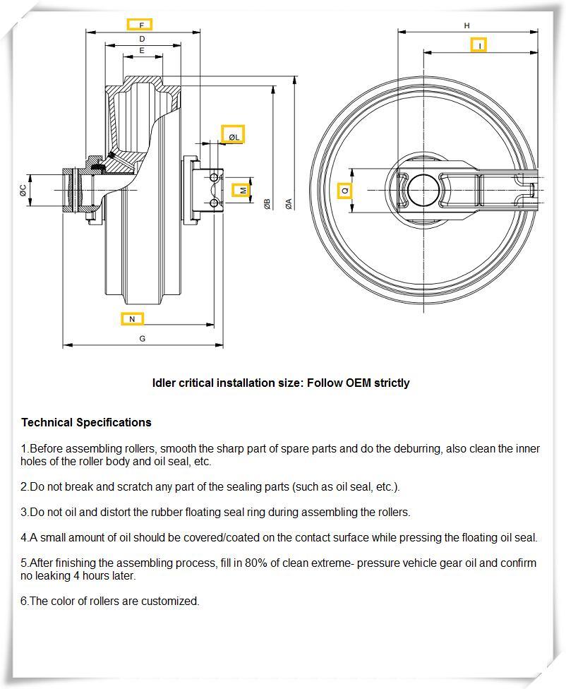 Top Quality Excavator Undercarriage Parts Front Idler Wheel